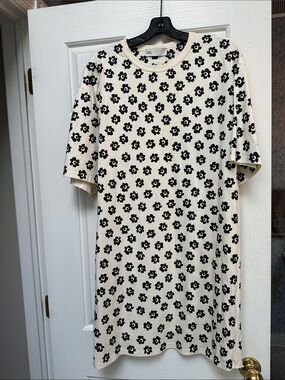 Tory Burch Cream Dress with Black Floral Print